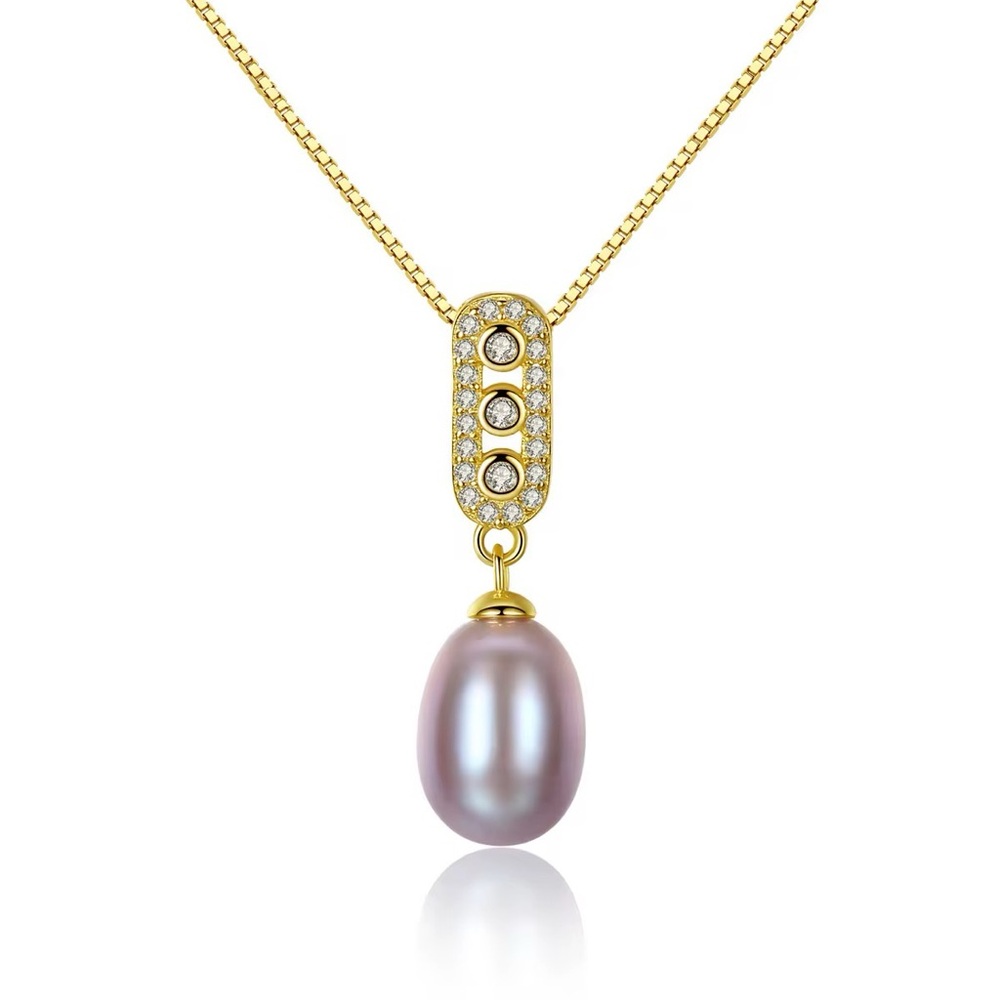 •Dainty Sweater Clavicle Chain 925 Silver Simple Diamond Pearl Pendant Necklace